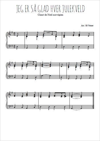 Téléchargez l'arrangement pour piano de la partition de Jeg Er Så Glad Hver Julekveld en PDF